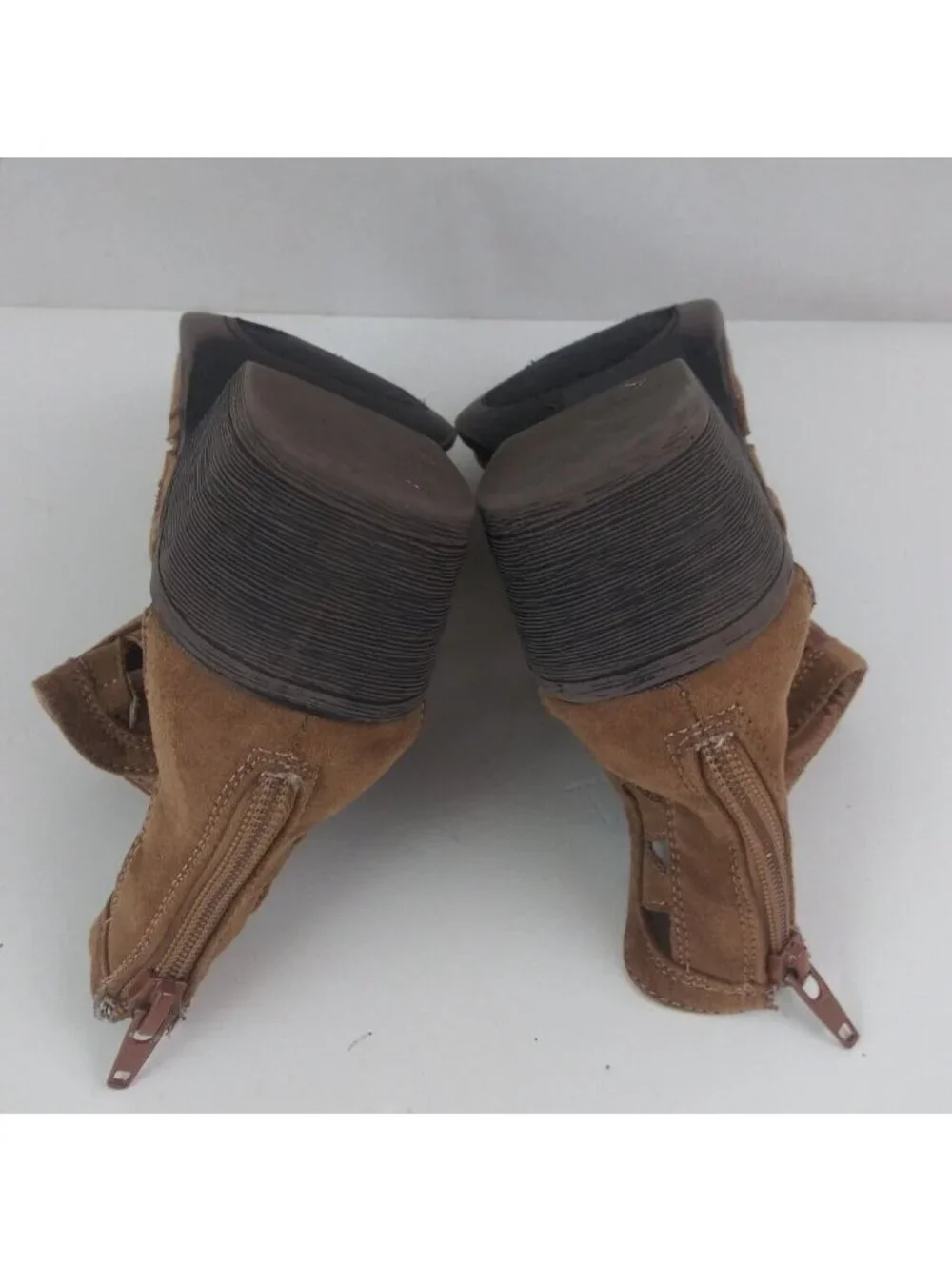 JG Women's Soft Faux Suede Back Zip Light Brown Ankle Boots Booties Size 7
